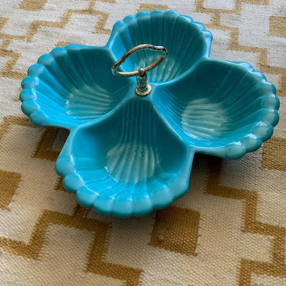 Vintage Turquoise Shell Bowl CA Pottery Large MCM - Picture 2 of 6